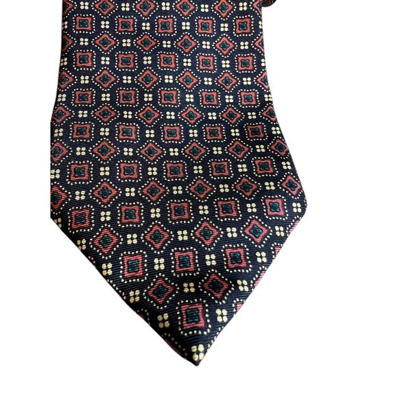 Vintage Liberty of London Silk Black & Burnt Orange Print Tie - Picture 2 of 5